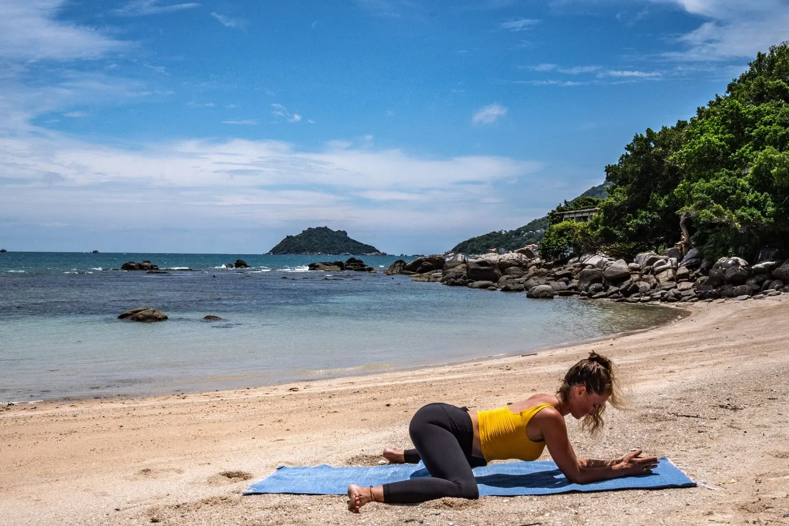 Frog Pose (Mandukasana) with knees wide and forearms on the mat