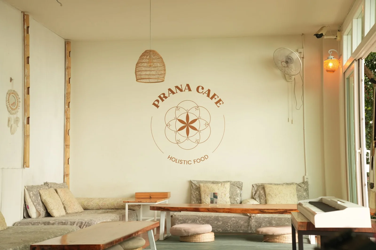 The warm interior of Prana Cafe