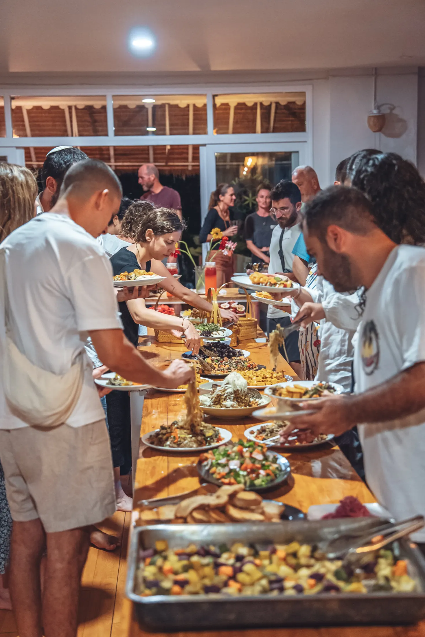 The vegetarian buffet at the Friday Community Dinner