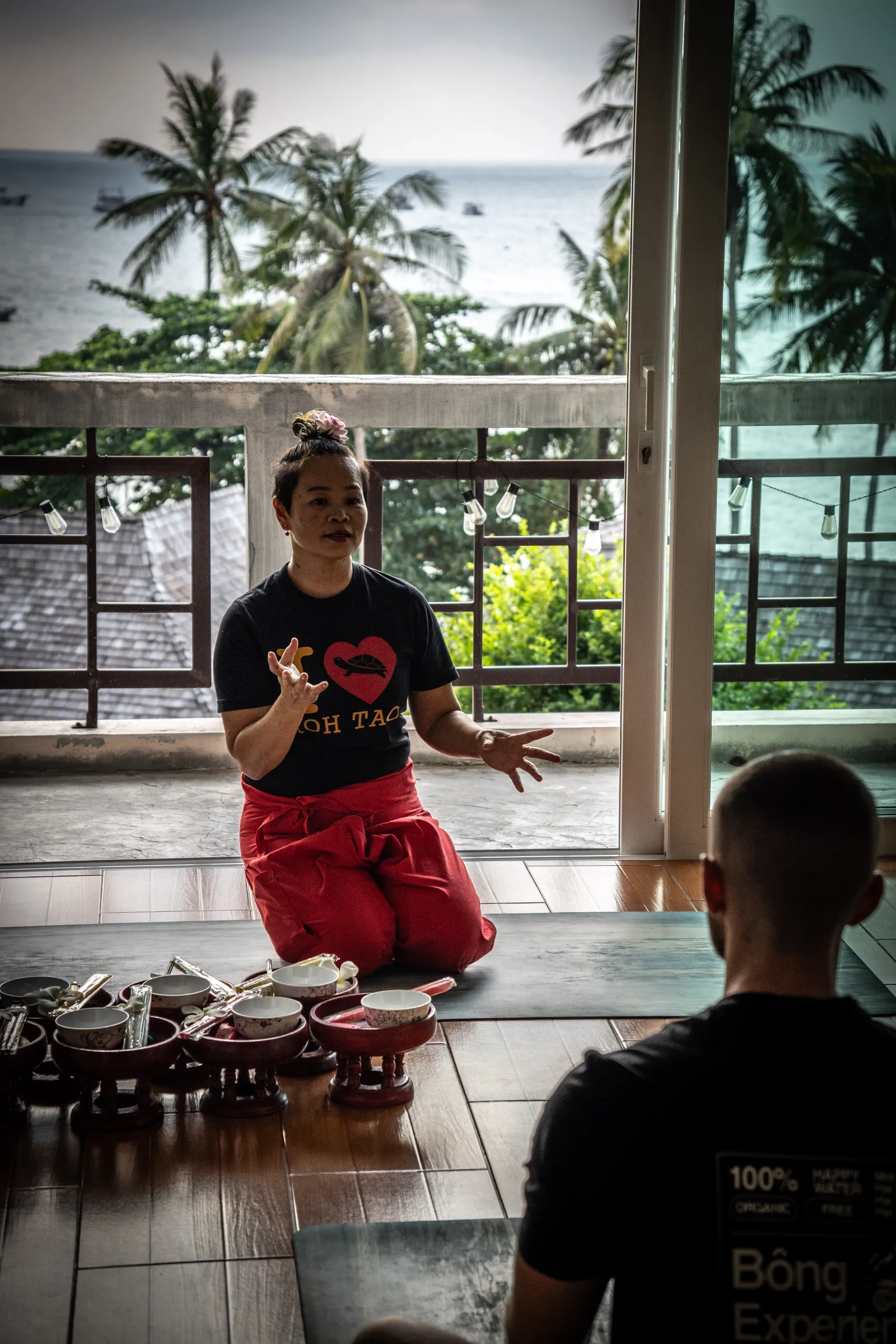 Darunee Gor teaching a Thai Massage class in the shala