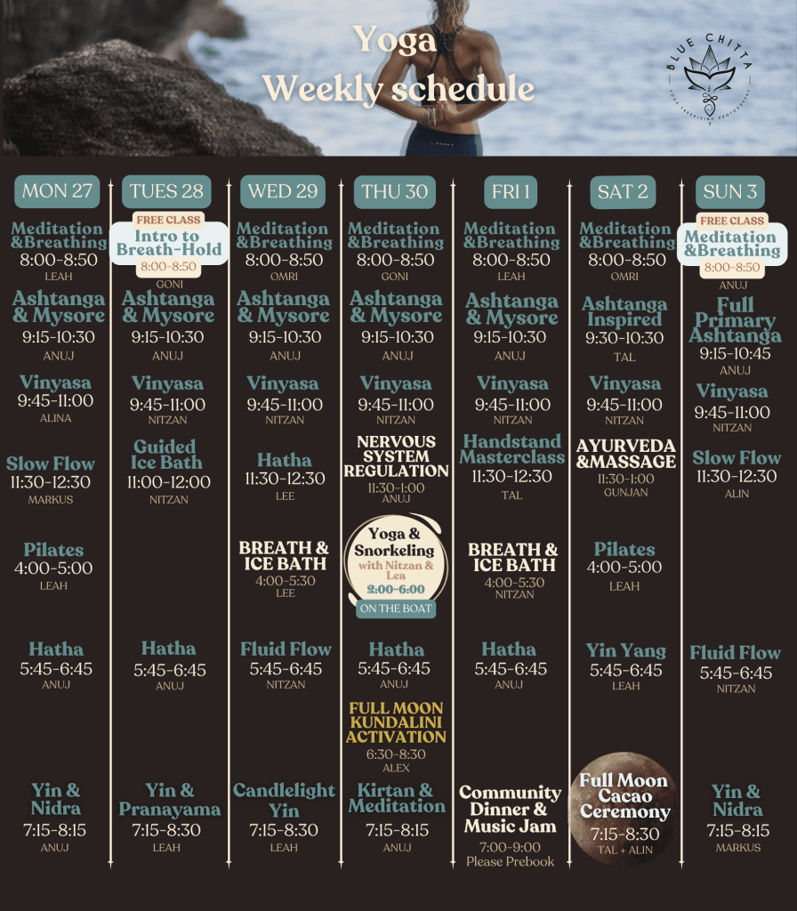 yoga schedule blue chitta koh tao